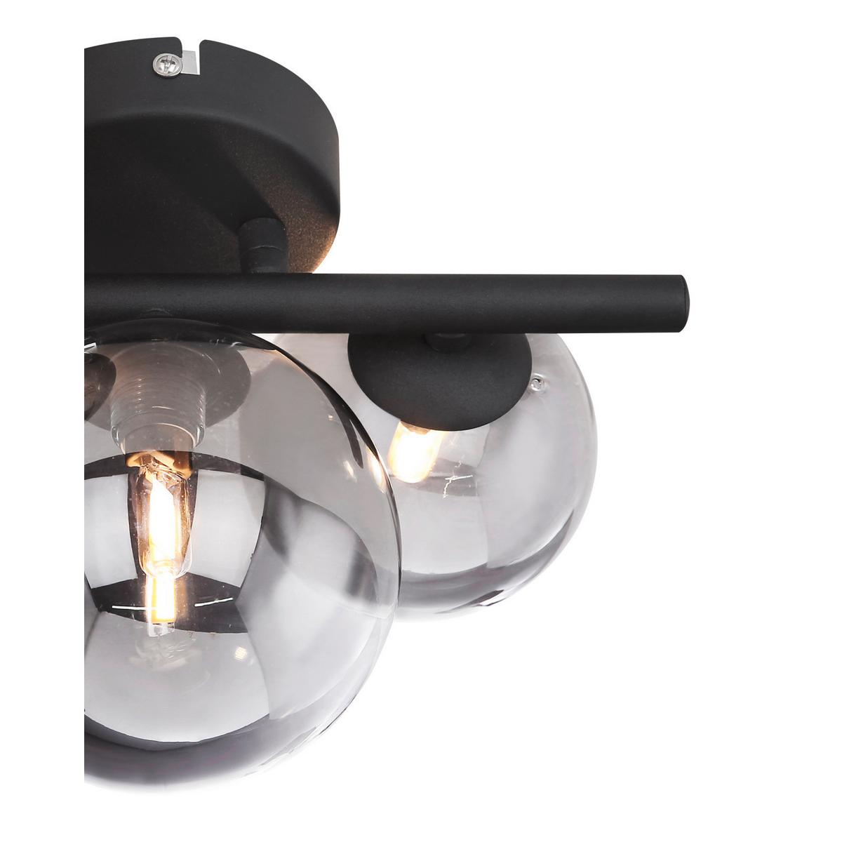Led Falilámpa 56133-3w Riha - fekete, Design, Üveg/fém (28/19cm)