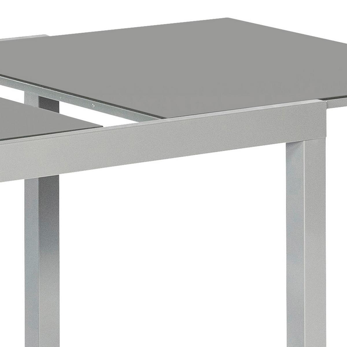 Gartentisch ausziehbar Metall/Glas L 200-300 cm - Silberfarben/Grau, KONVENTIONELL, Glas/Metall (200-300/110/75cm) - Gardenson