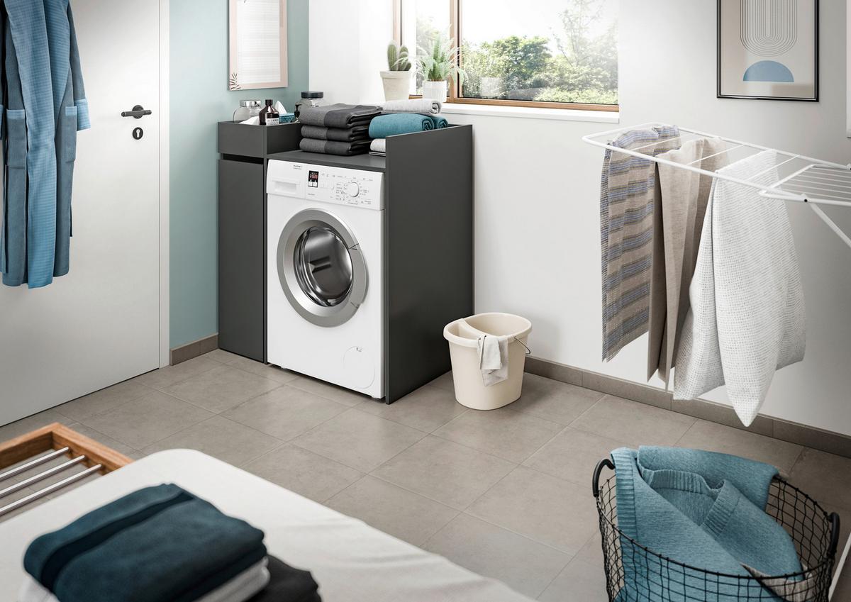 Waschmaschinenschrank Free Anthrazit B: 95cm - Anthrazit/Weiß, Basics, Holzwerkstoff (95/101/60cm) - MID.YOU