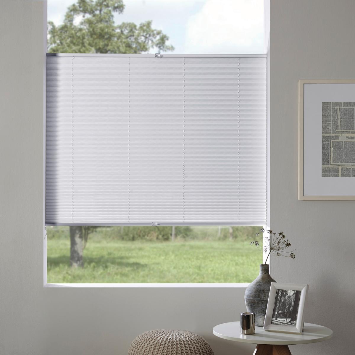 Plissee Free Weiß B: 100 Cm - Hellgrau, Basics, Textil (100/130cm) - Homeware