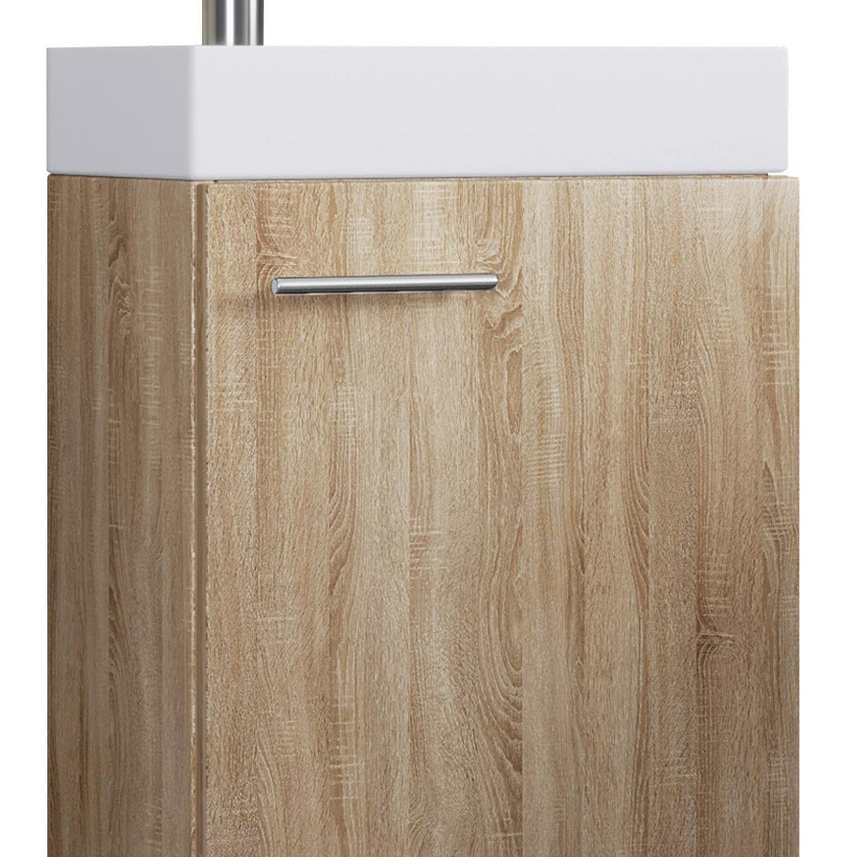Badmöbel-Set Gäste WC 3-Tlg. Slito B: 41 cm Eiche Dekor - Weiß/Sonoma Eiche, KONVENTIONELL, Keramik/Holzwerkstoff (41cm) - MID.YOU