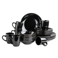 Kombiservice Metallic Rim 6 Personen Schwarz 24-Teilig - Schwarz, Basics, Keramik - Mäser