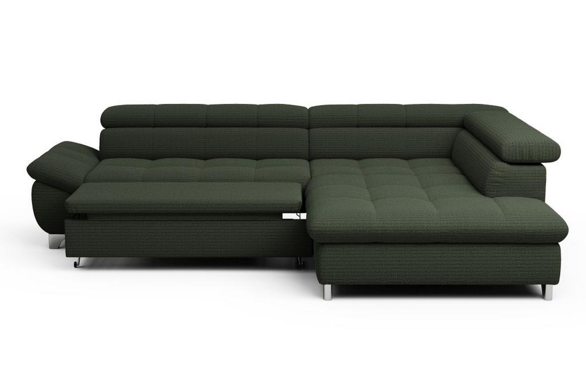 Rohová sedačka GEMINI, pravá, tmavozelená ženilka - tmavozelená/chrómová, Konventionell, kov/textil (312/234cm)