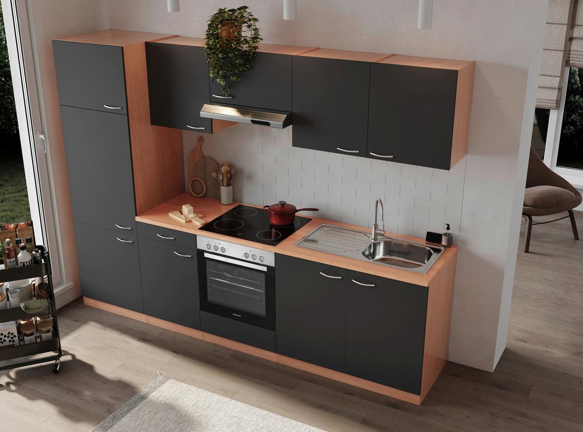 Küchenblock Gerda Küchenblock 270 cm - Buchefarben/Grau, Basics, Holzwerkstoff (270cm) - Respekta