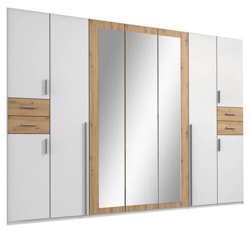 Drehtürenschrank Mit Spiegel + Laden B: 313 cm Vegas, Weiß