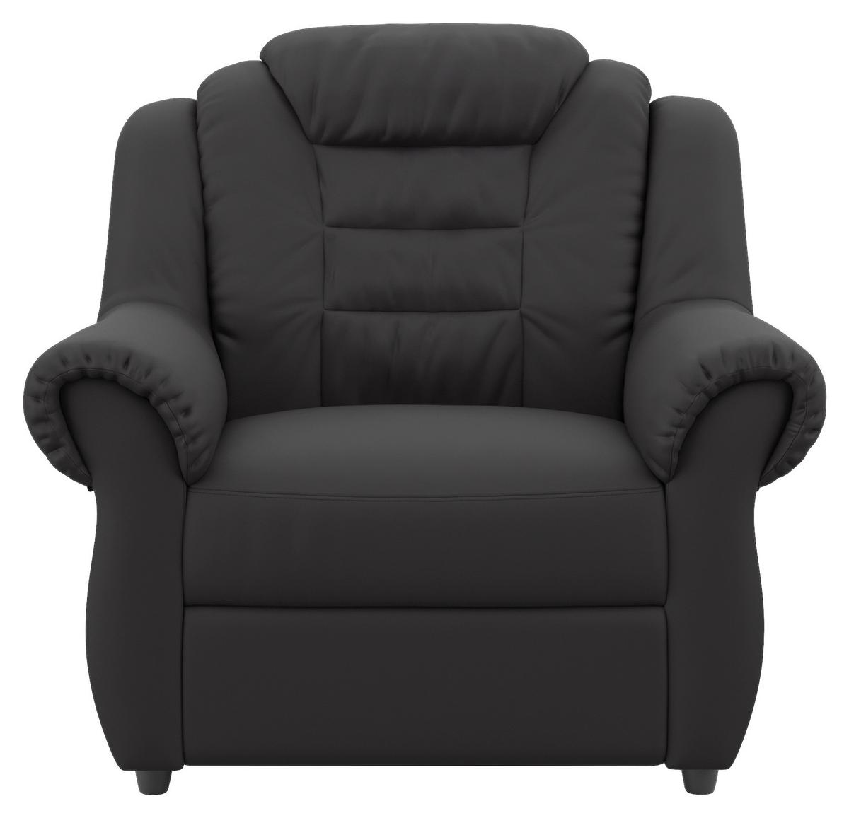 Polstersessel Boston Schwarz Lederlook - Schwarz, KONVENTIONELL, Textil (104/102/101cm) - Livetastic