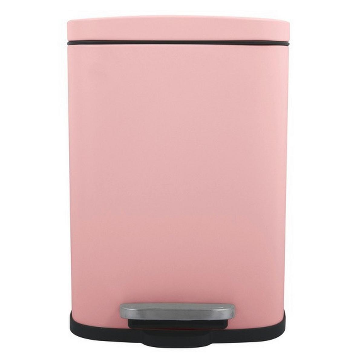 Kosmetikeimer Akira 5l Rosa Metall Lxbxh: 21,4x17,6x30 Cm - Hellrosa/Schwarz, Basics, Kunststoff/Metall (21,4/17,6/30cm)