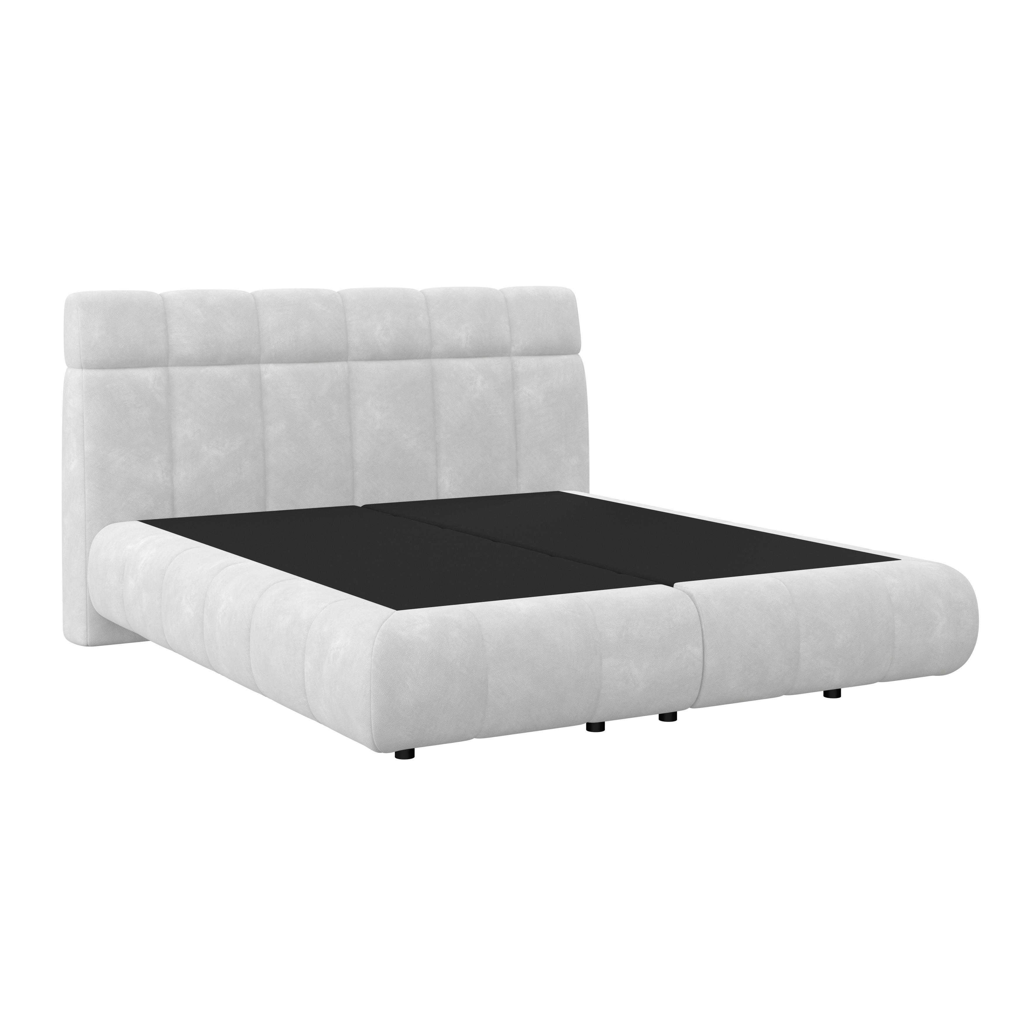 Boxspringbett Nobu o. Matratze Hellgrau, LF: 160x200 cm
