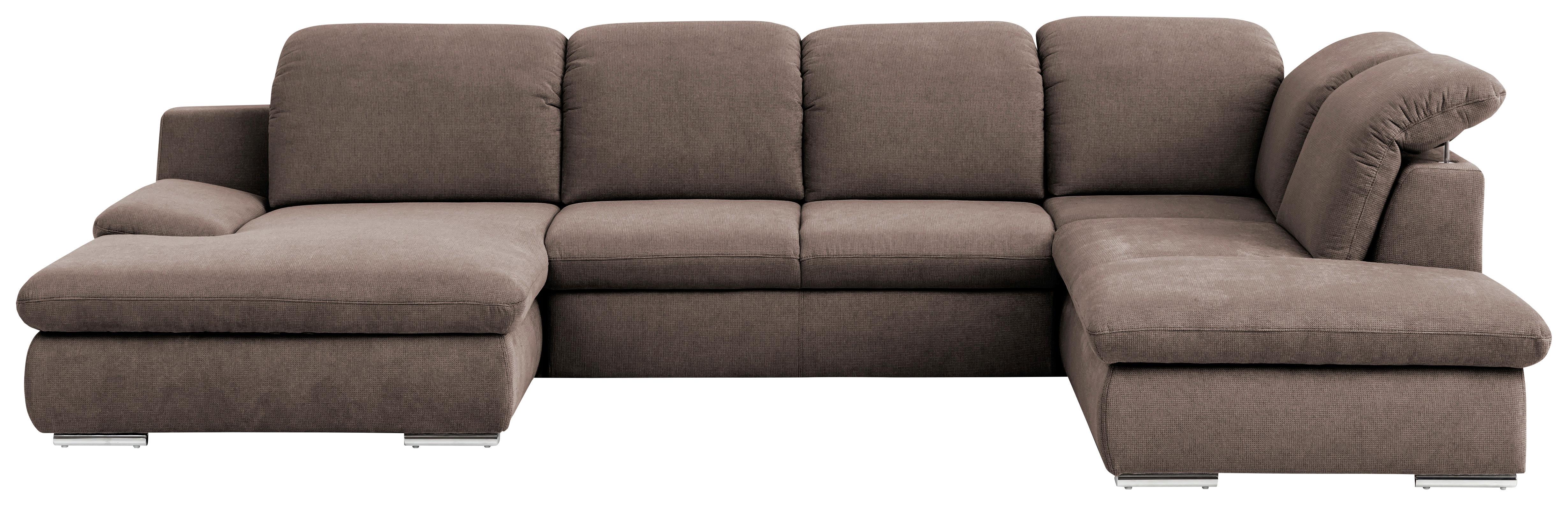 Wohnlandschaft Isona Taupe - Taupe/Chromfarben, Design, Textil (165/353/212cm) - Livetastic