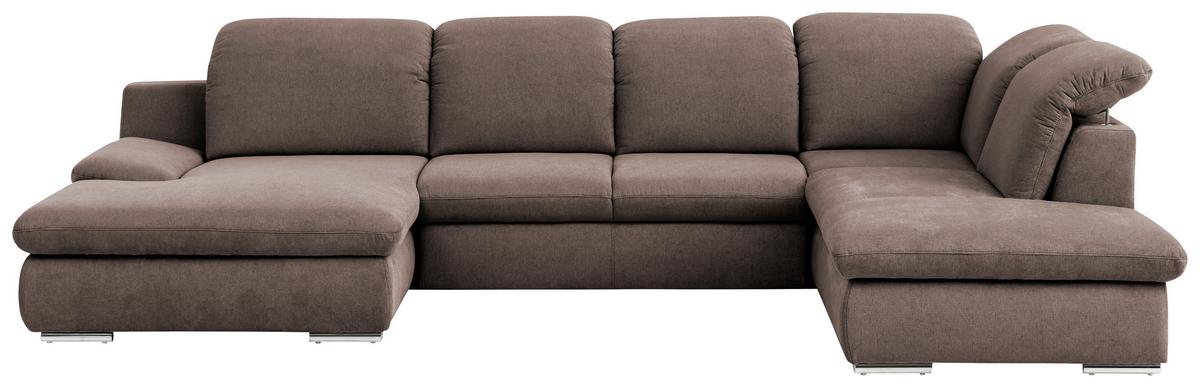 Wohnlandschaft Isona Taupe - Taupe/Chromfarben, Design, Textil (165/353/212cm) - Livetastic