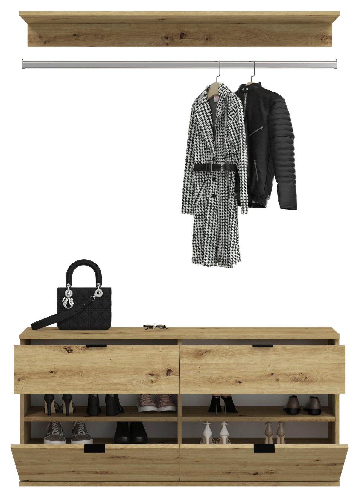 Garderobe Projekt X Eiche Artisan B: 243 Cm - KONVENTIONELL, Glas/Holzwerkstoff (243/193/34cm) - MID.YOU