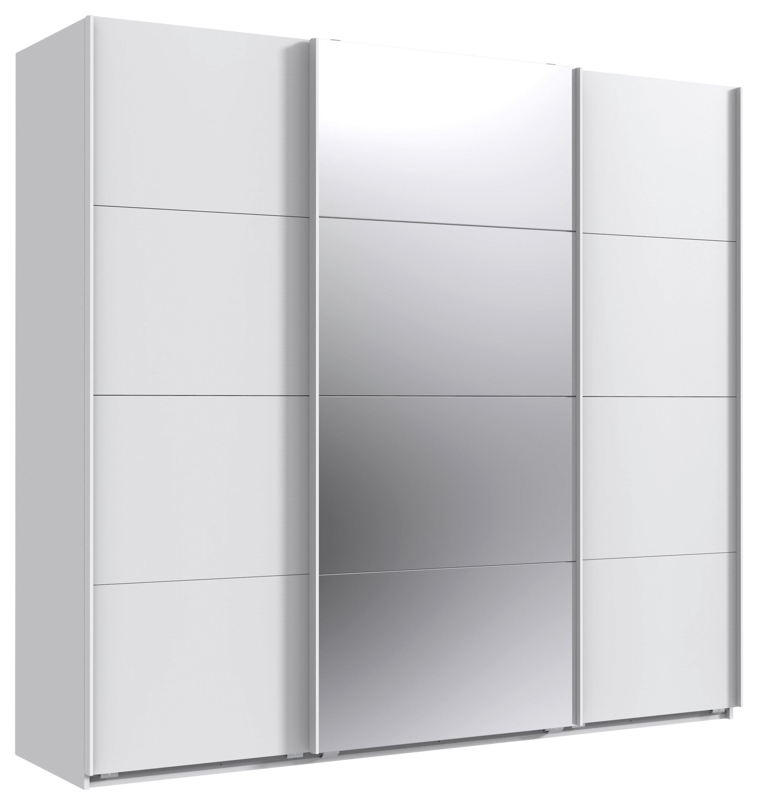 Schwebetürenschrank B: 225 cm Norderstedt Weiß - Weiß, MODERN, Glas/Holzwerkstoff (225/208/64cm) - MID.YOU