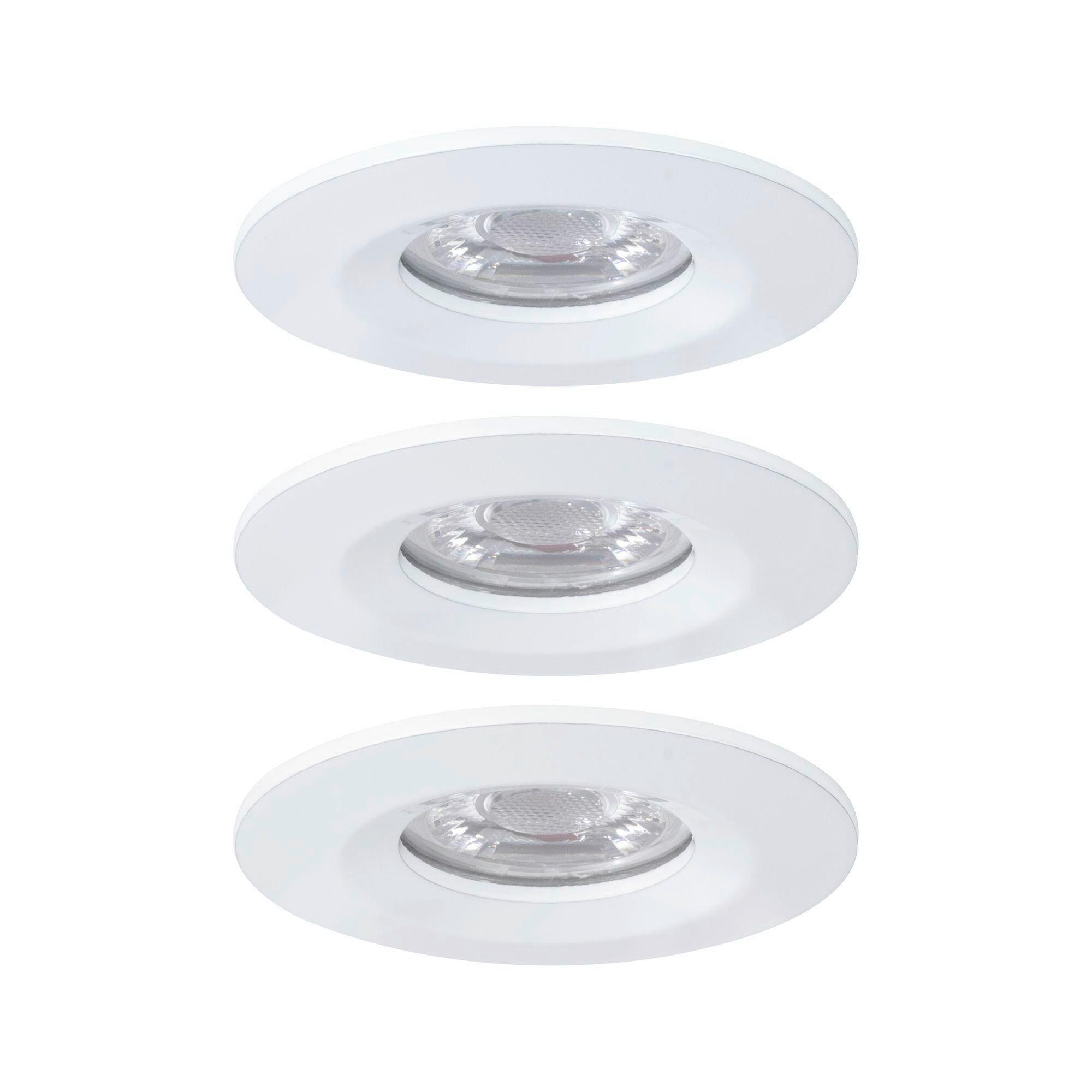 LED-Deckenleuchte Ø 6,5 cm 3er-Set Weiß/Alufarben Rund - Alufarben/Weiß, Basics, Metall (6,5cm) - Paulmann