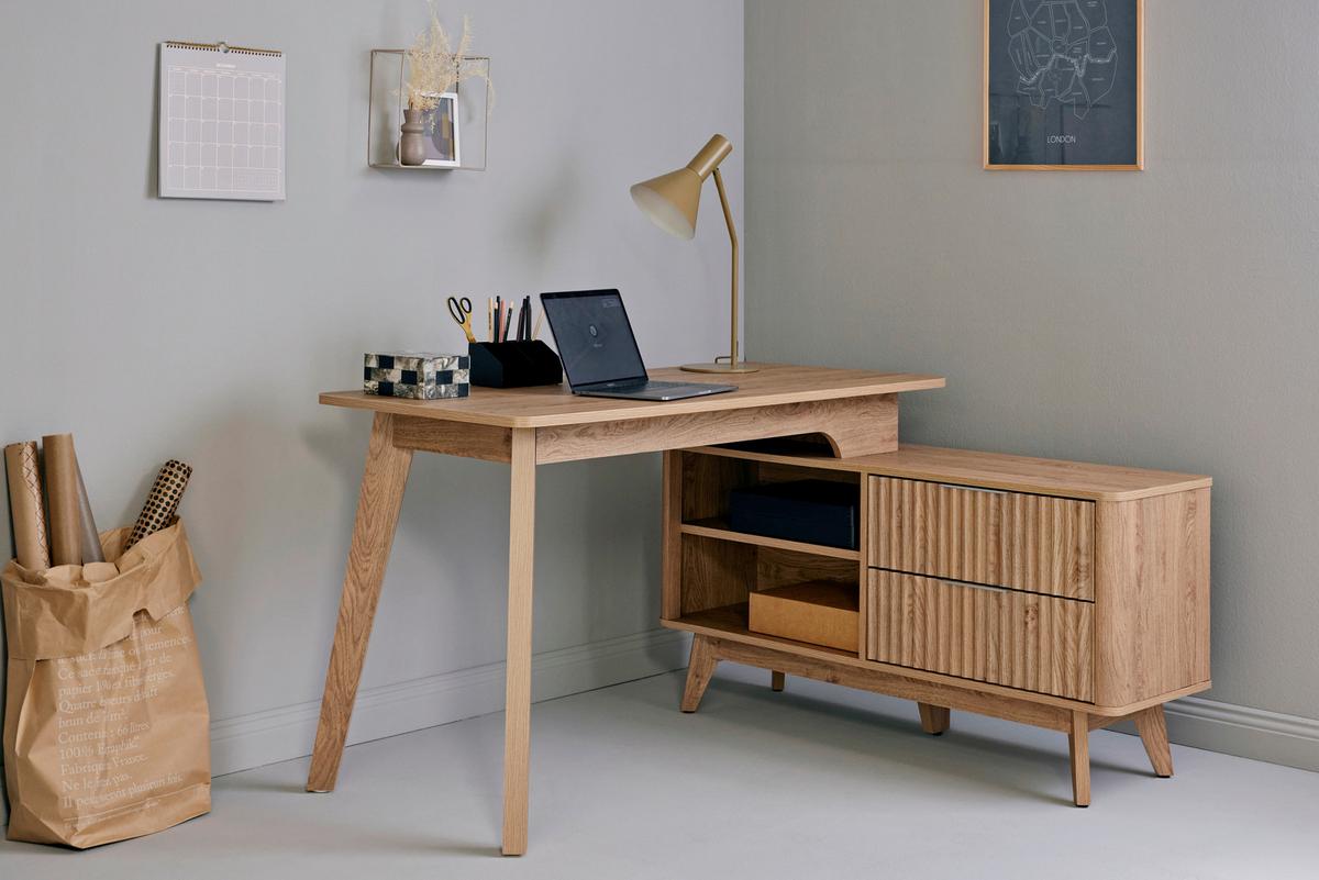 Eckschreibtisch Wave C 150 E - Eichefarben, MODERN, Holzwerkstoff (148/120/76,20cm) - Livetastic