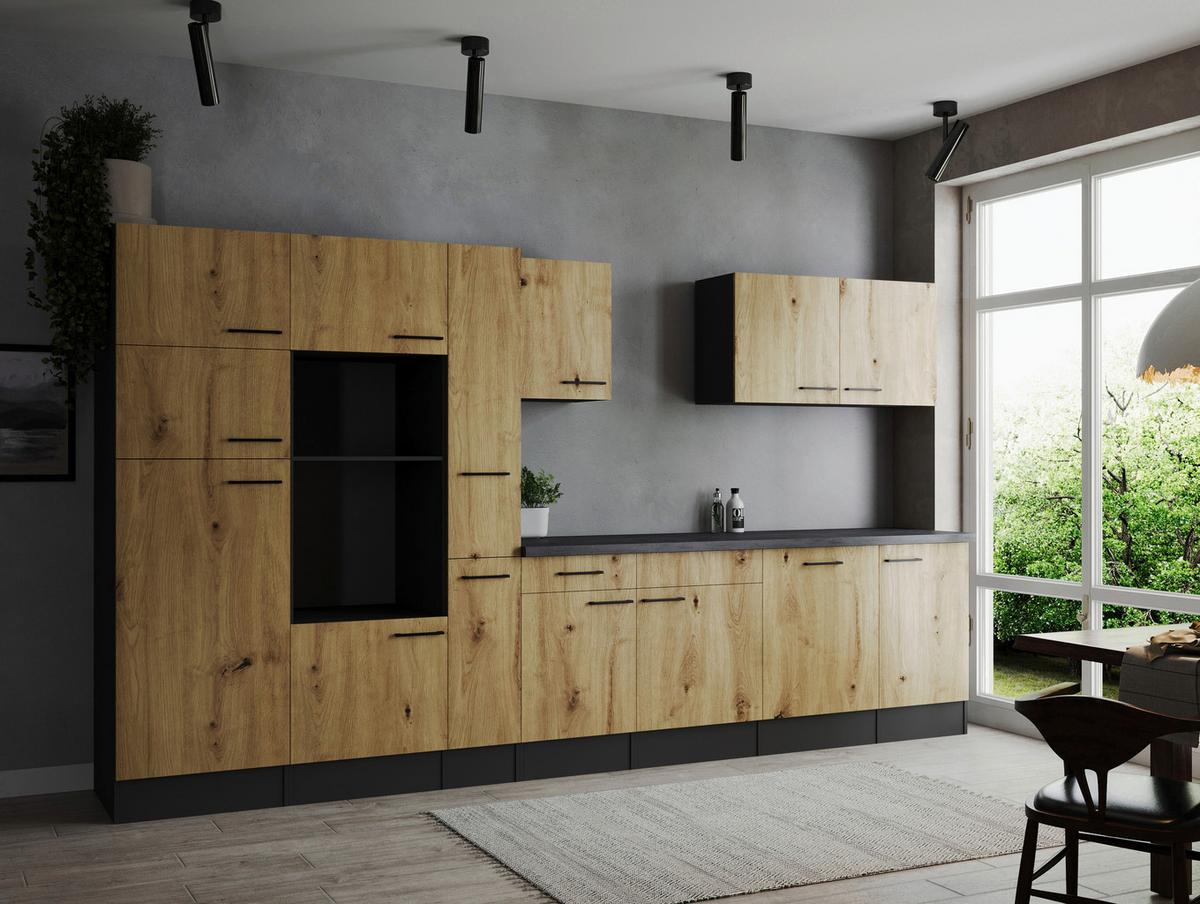 Küchenleerblock Oliver Artisan Dekor B: 370 cm - Eiche Artisan/Grau, Design, Holzwerkstoff (370cm) - Respekta