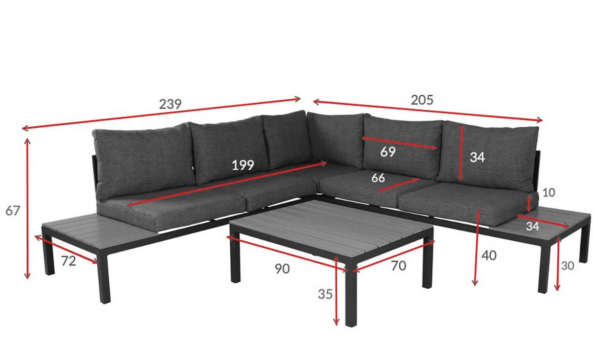 Loungegarnitur Odense - Weiß, KONVENTIONELL, Metall (239/239cm) - Gardenson