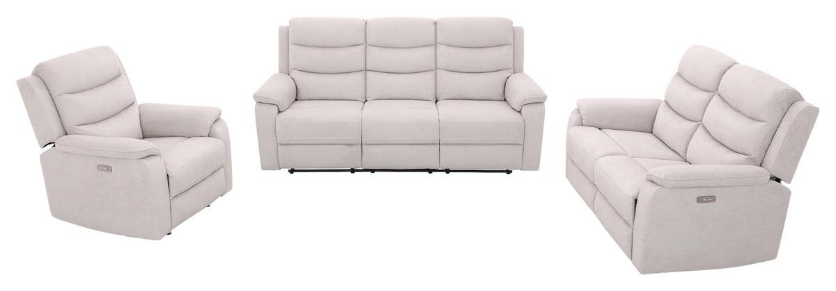 Trojmiestna relaxačná pohovka, MANCHESTER, béžová - čierna/béžová, Konventionell, textil/plast (208/102/93cm) - Based