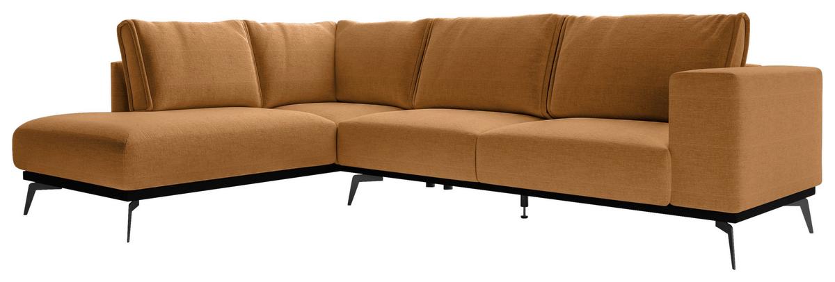 Sedacia súprava ISOLDE, ľavá, oranžová - oranžová/čierna, Design, kov/drevo (200/293cm) - MID.YOU