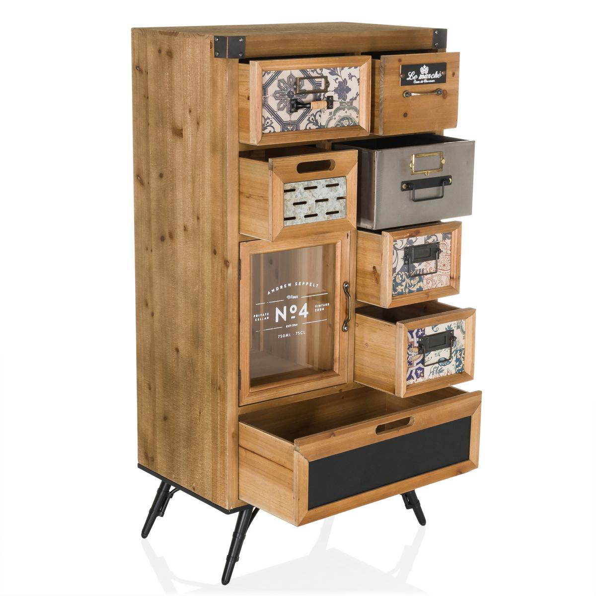 Sideboard Continento S Multicolor/Naturfarben B: 53cm - Multicolor/Schwarz, MODERN, Holz (53/104/32cm) - MID.YOU