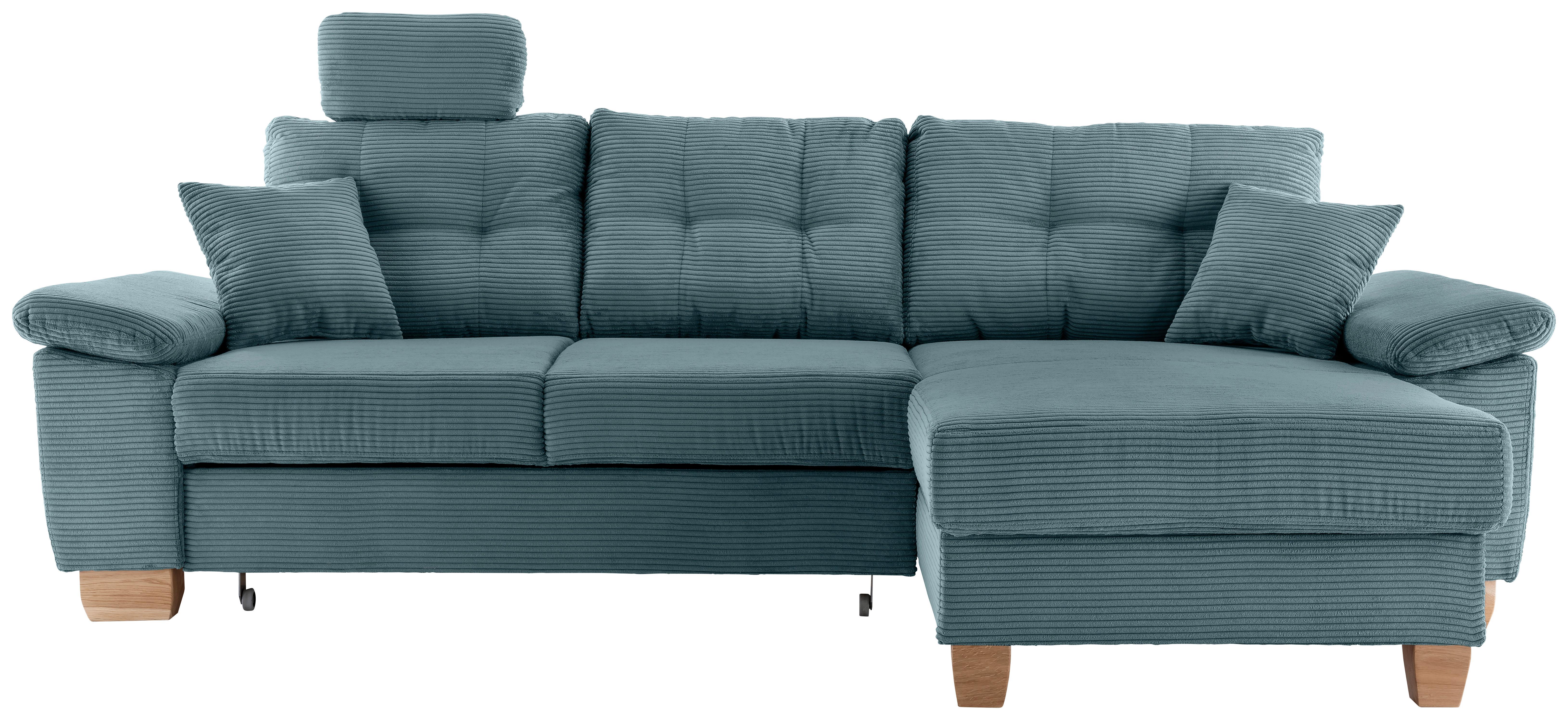 Ecksofa Brizzini Petrol S: 270x176 cm - Petrol/Naturfarben, MODERN, Textil (270/176cm) - Livetastic