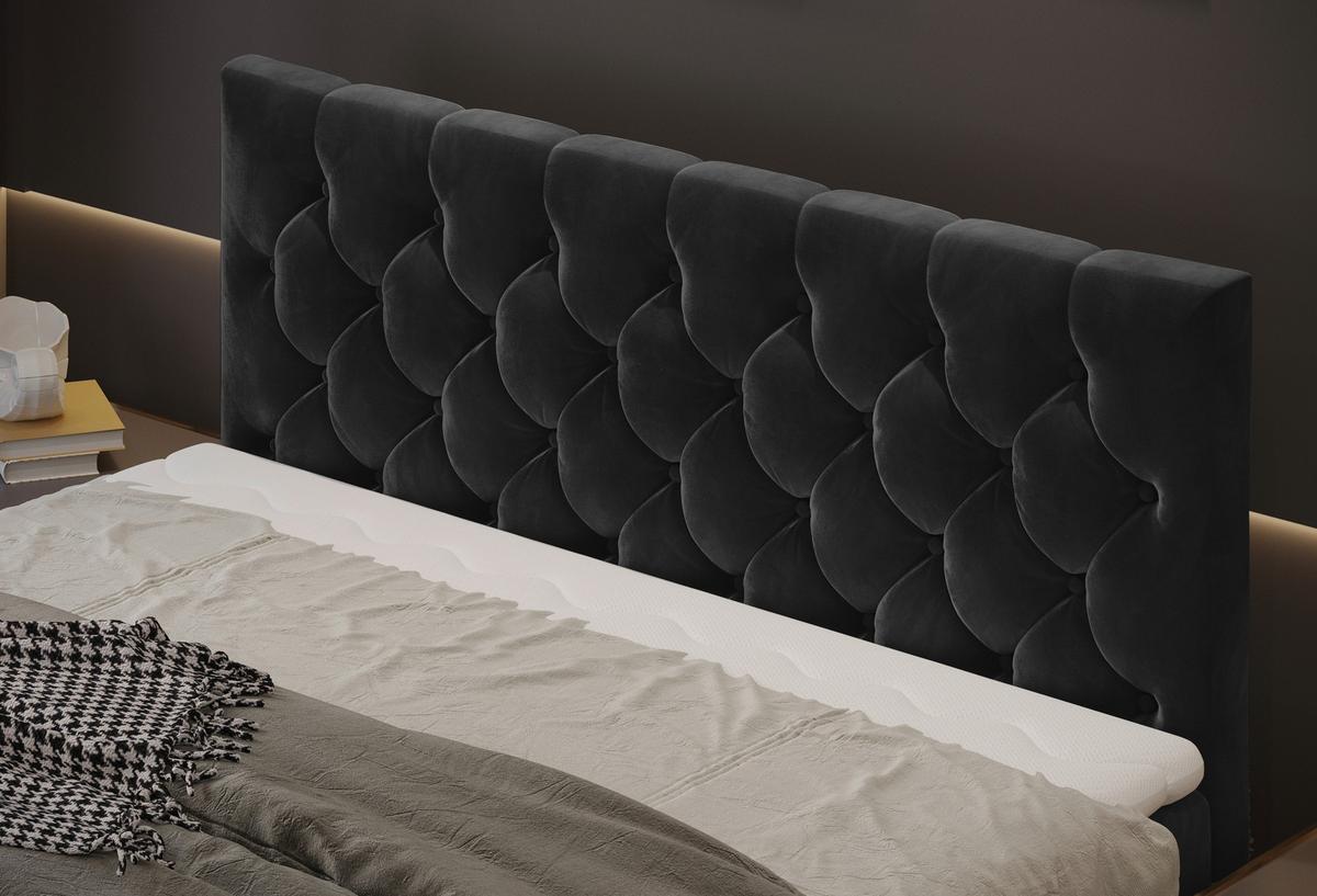 Boxspringbett Swing 20 Schwarz 140x200 Cm H2 - Beige/Schwarz, ROMANTIK / LANDHAUS, Textil (140/200cm) - James Wood