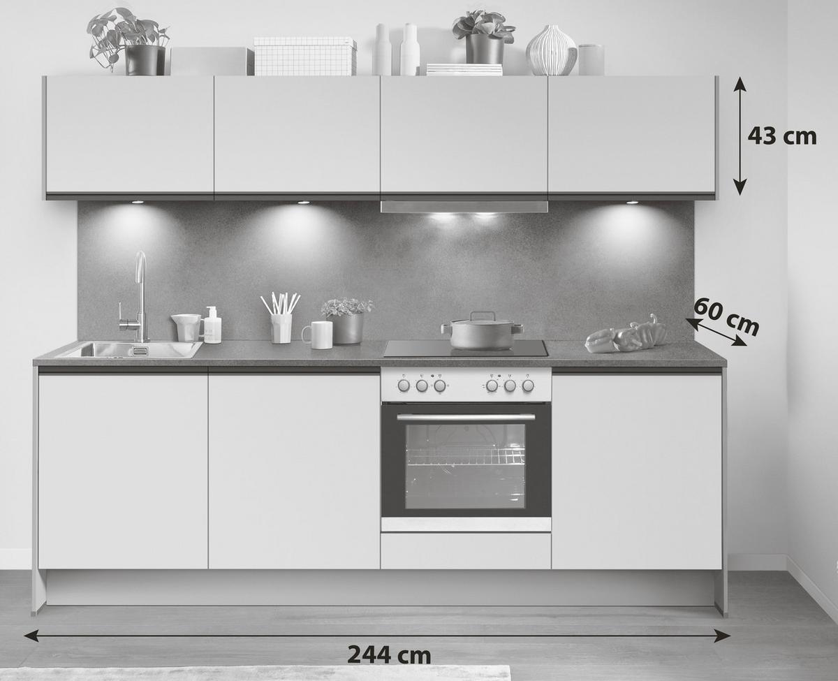 Küchenblock Ip 3150 - Schieferfarben/Hellgrün, Basics, Holzwerkstoff (243,7cm) - Impuls