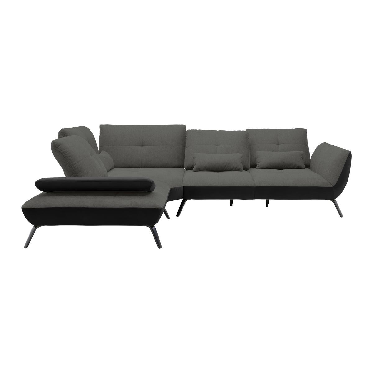 Rohová sedačka TRENDY, levá, černá / antracitová - černá/antracitová, Moderní, kov/kompozitní dřevo (250/93/310cm) - Premium Living