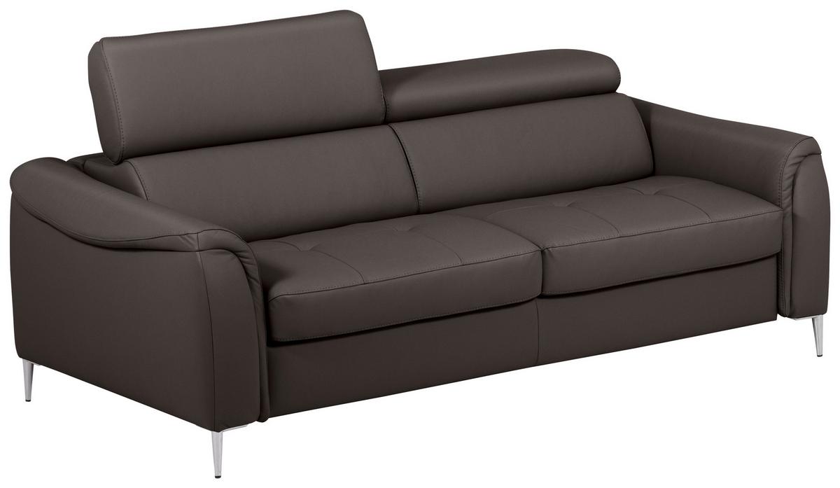 Schlafsofa Pafos Dunkelbraun Lederlook, Rindsleder B: 203cm - Dunkelbraun, Design, Leder/Textil (203/77-98/103cm) - MID.YOU