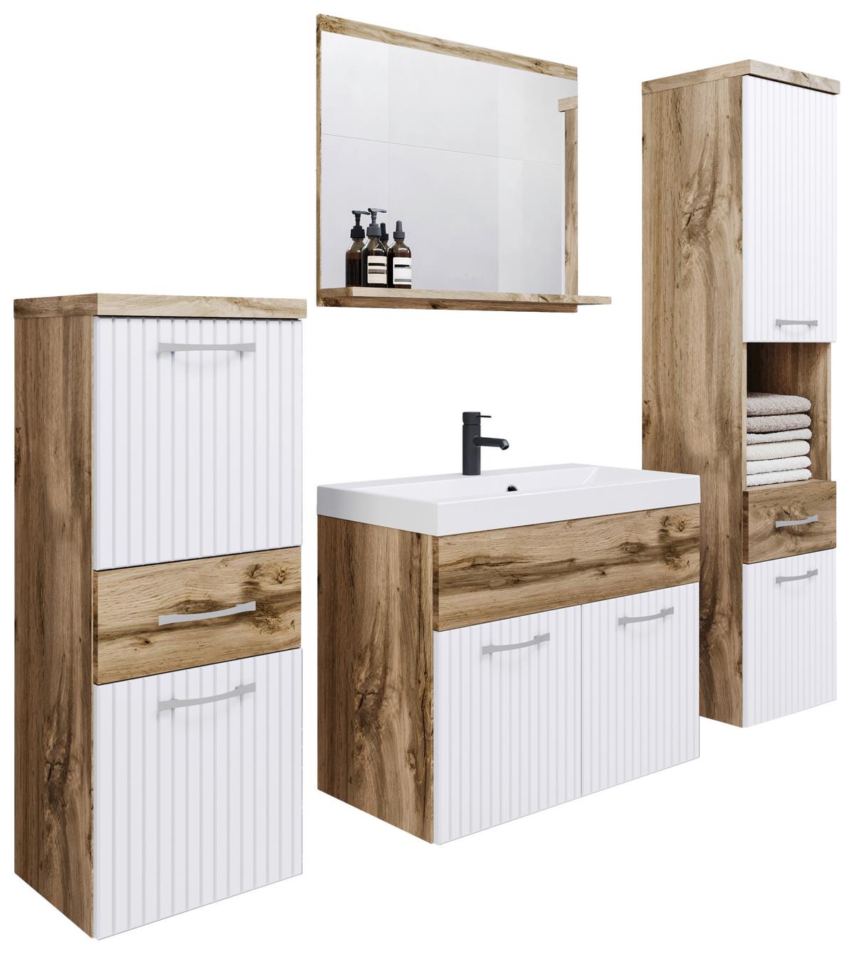 Badezimmer Alba Wotan Eiche/Weiss - Eiche Wotan/Weiß, LIFESTYLE, Holzwerkstoff (120cm) - P & B