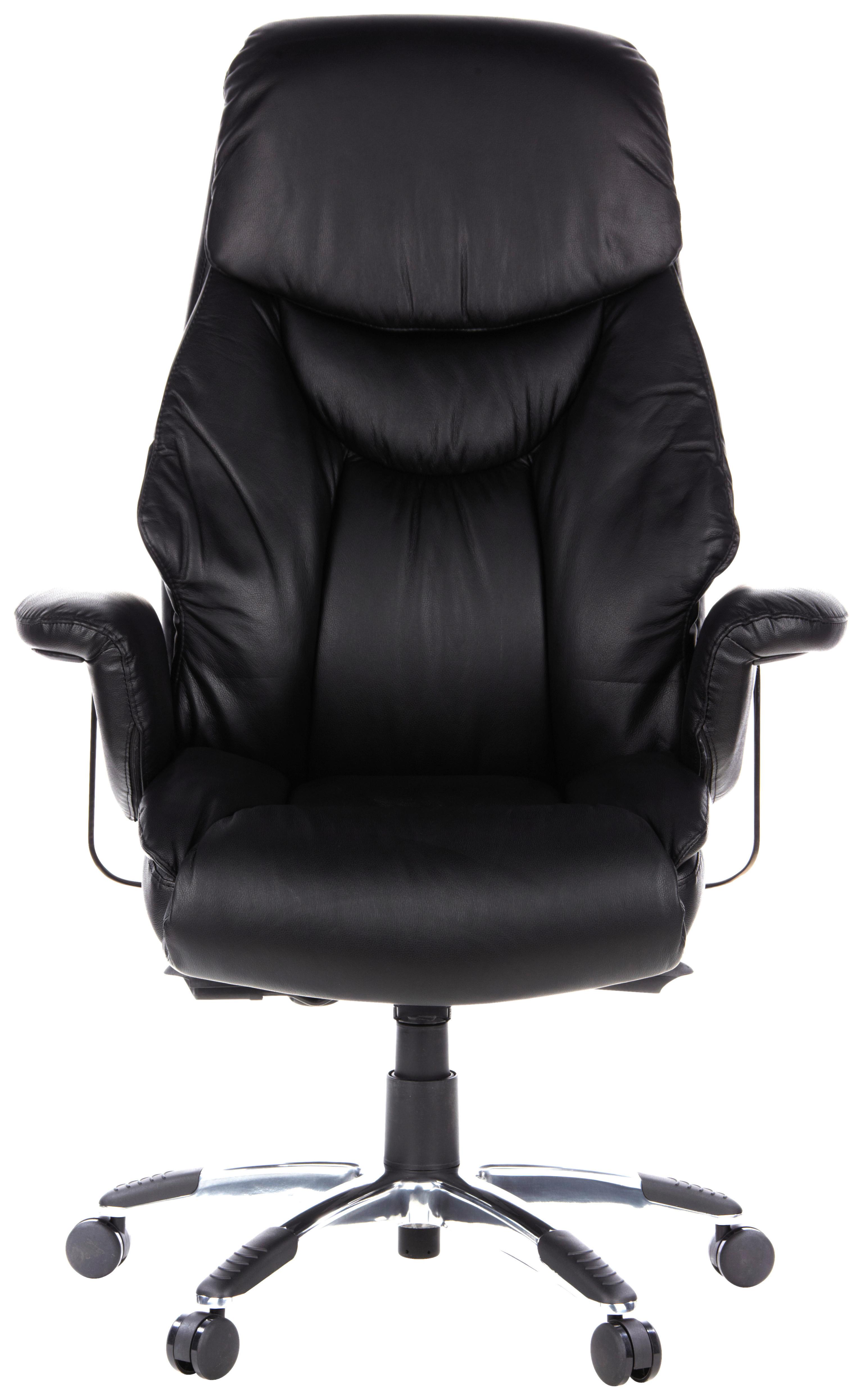 Chefsessel Prado Schwarz Bis 130 Kg - Chromfarben/Schwarz, MODERN, Leder/Kunststoff (63/140/52cm) - MID.YOU