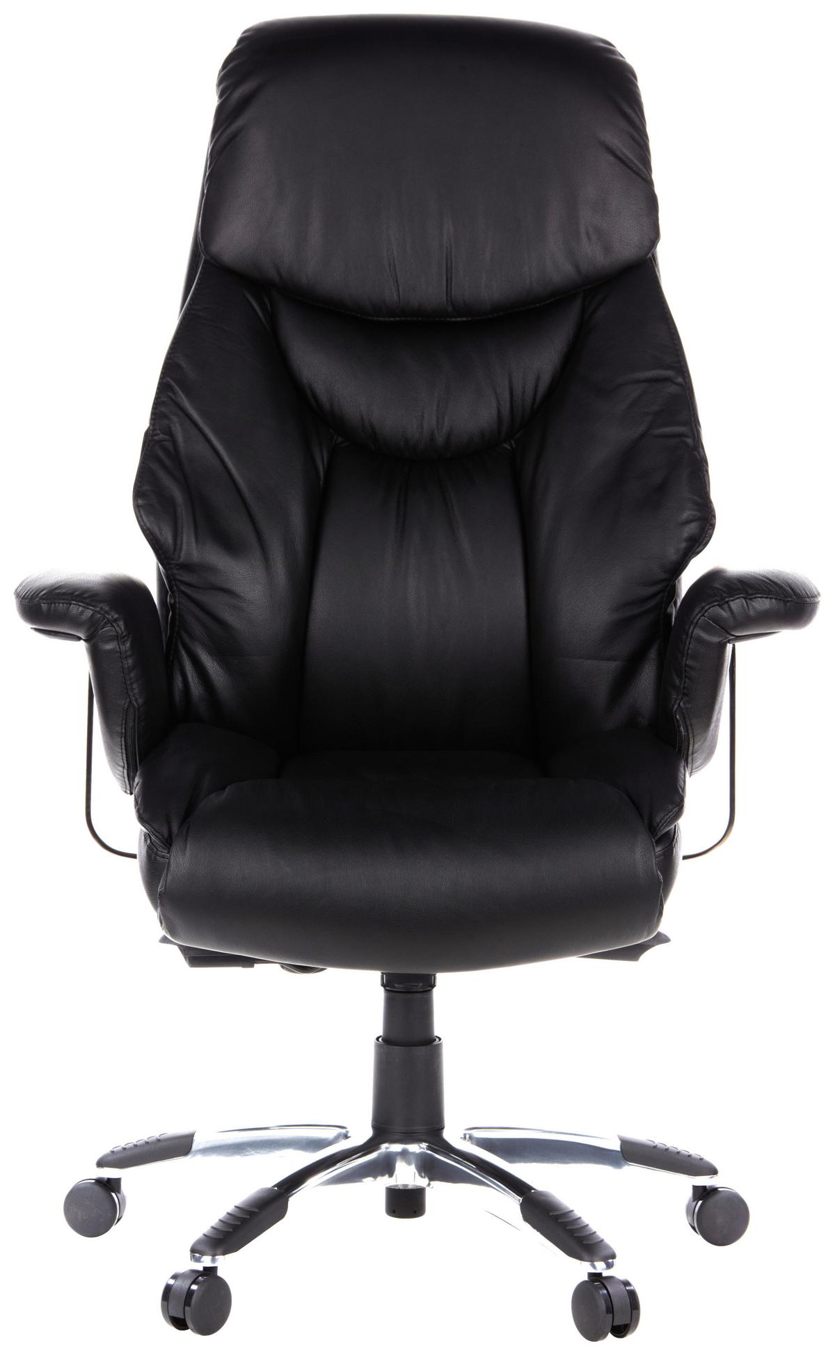 Chefsessel Prado Schwarz Bis 130 Kg - Chromfarben/Schwarz, MODERN, Leder/Kunststoff (63/140/52cm) - MID.YOU