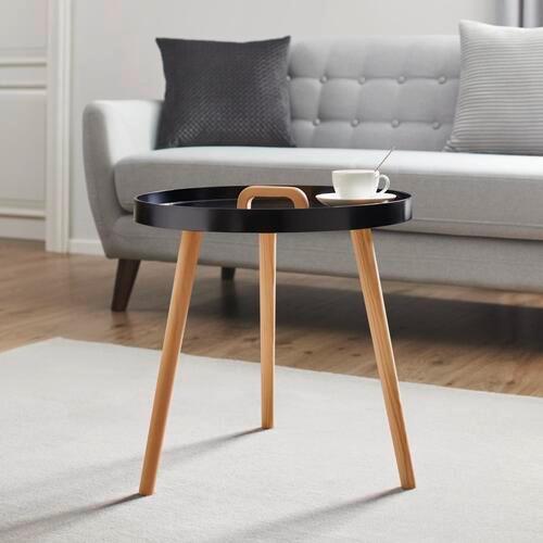 Přístavní stolek LIA - černá/barvy pinie, Moderní, dřevo (49,5/49,5/49,5cm) - Modern Living