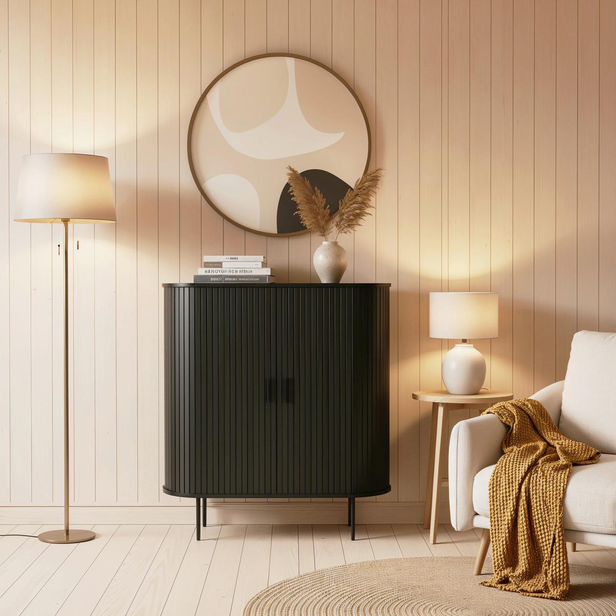 Kommode Schwarz, B: 100cm - Schwarz, Design, Holzwerkstoff (100/118/40cm) - Livetastic