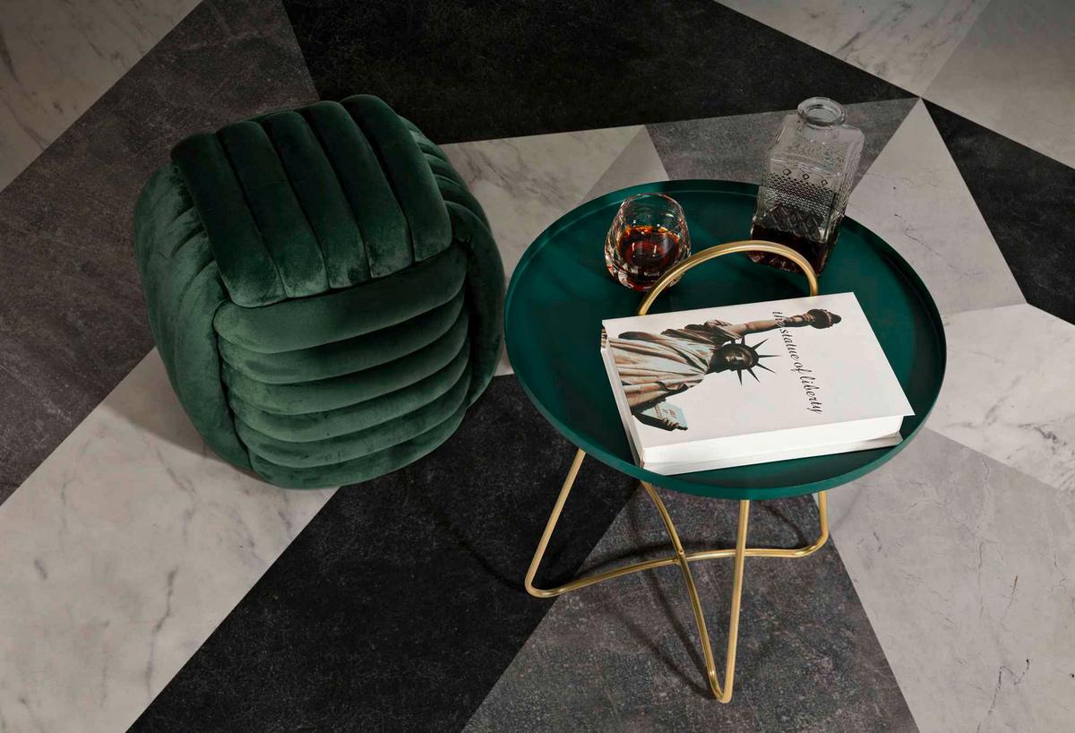 Couchtisch Grent Goldfarben, Grün B: 45cm - Goldfarben/Grün, Basics, Metall (45/59/45cm)