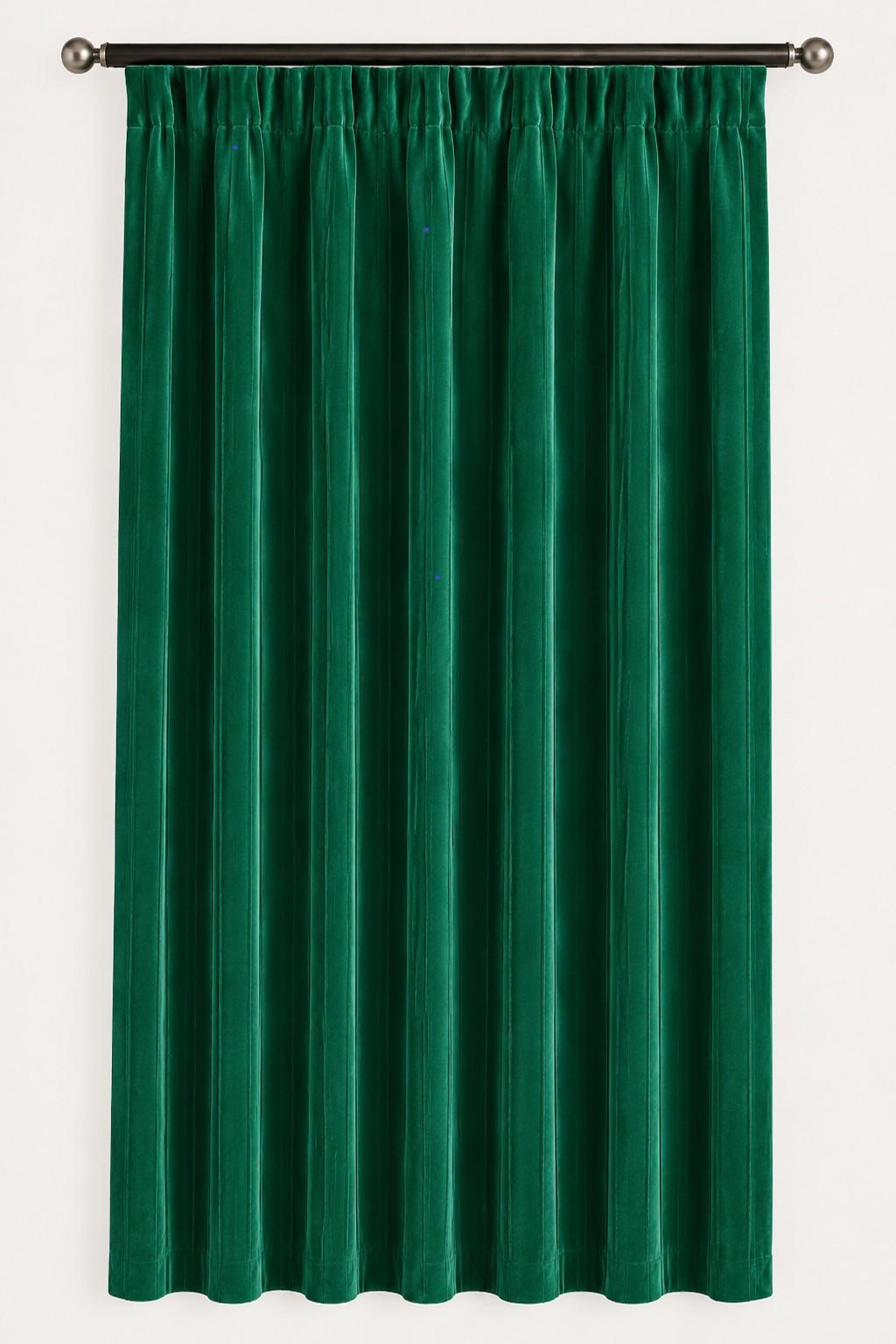 HOTOVÝ ZÁVES DEKO SAMT - smaragdovozelená, Basics, textil (140/245cm)