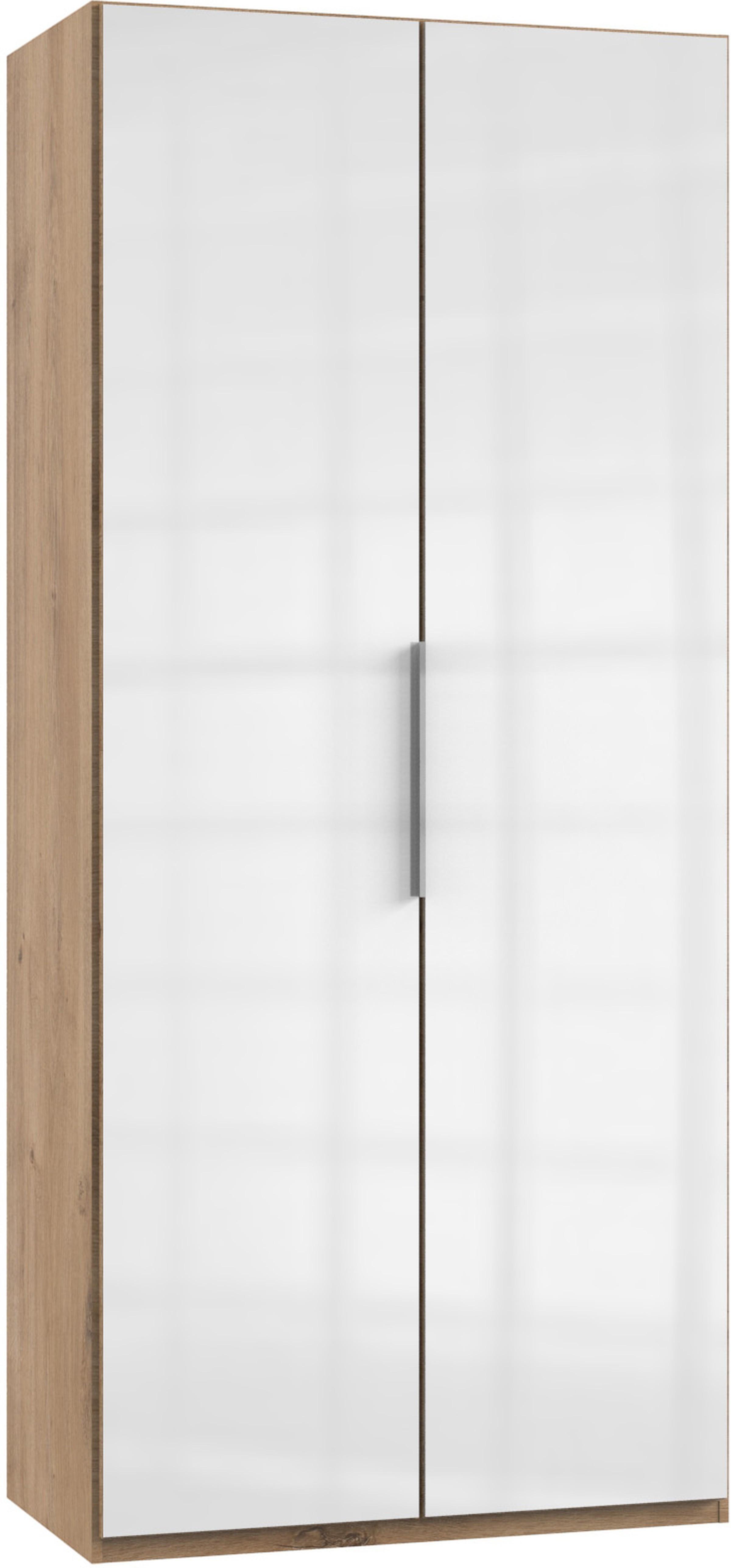 Drehtürenschrank 100cm Level, Weiß/eiche Dekor - Eichefarben/Weiß, MODERN, Glas/Holzwerkstoff (100/216/58cm) - MID.YOU