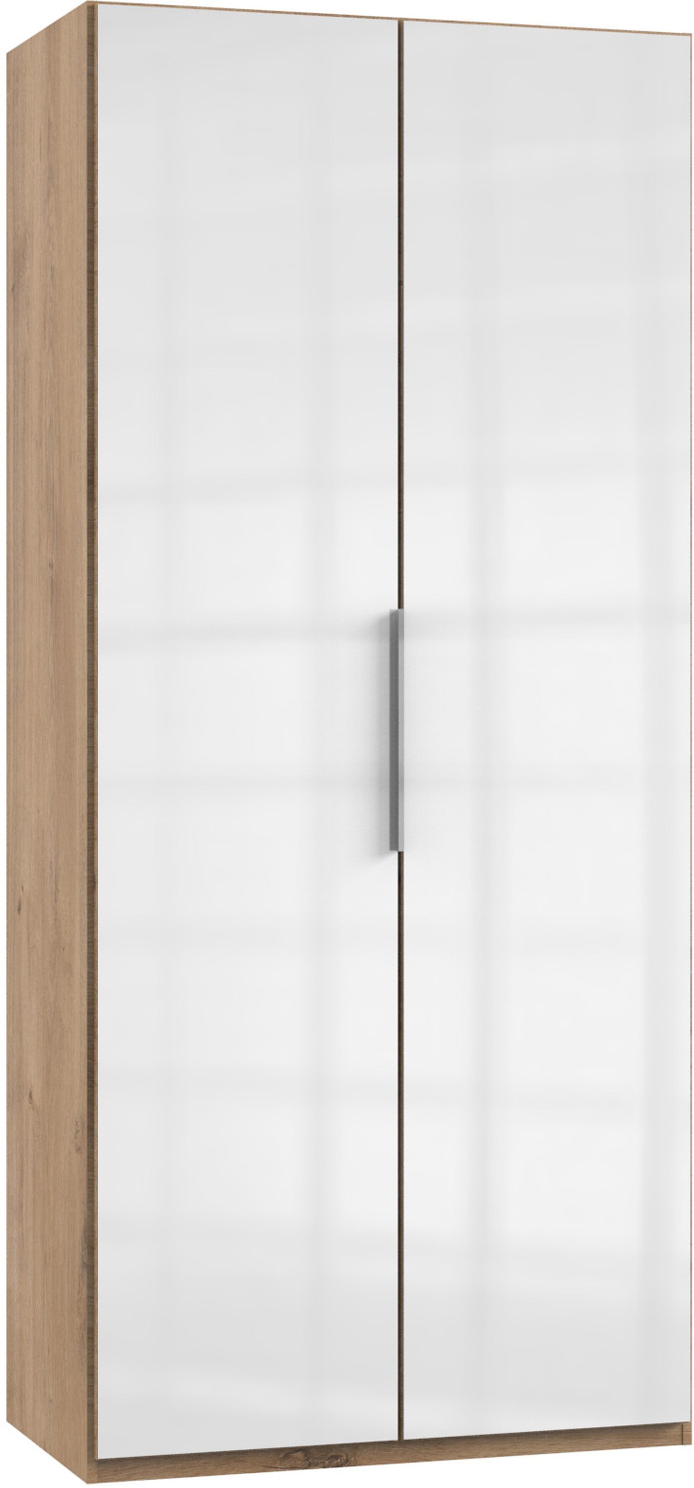 Drehtürenschrank 100cm Level, Weiß/Eiche Dekor - Eichefarben/Weiß, MODERN, Holzwerkstoff (100/216/58cm) - MID.YOU