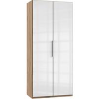 Drehtürenschrank 100cm Level, Weiß/eiche Dekor - Eichefarben/Weiß, MODERN, Glas/Holzwerkstoff (100/216/58cm) - MID.YOU