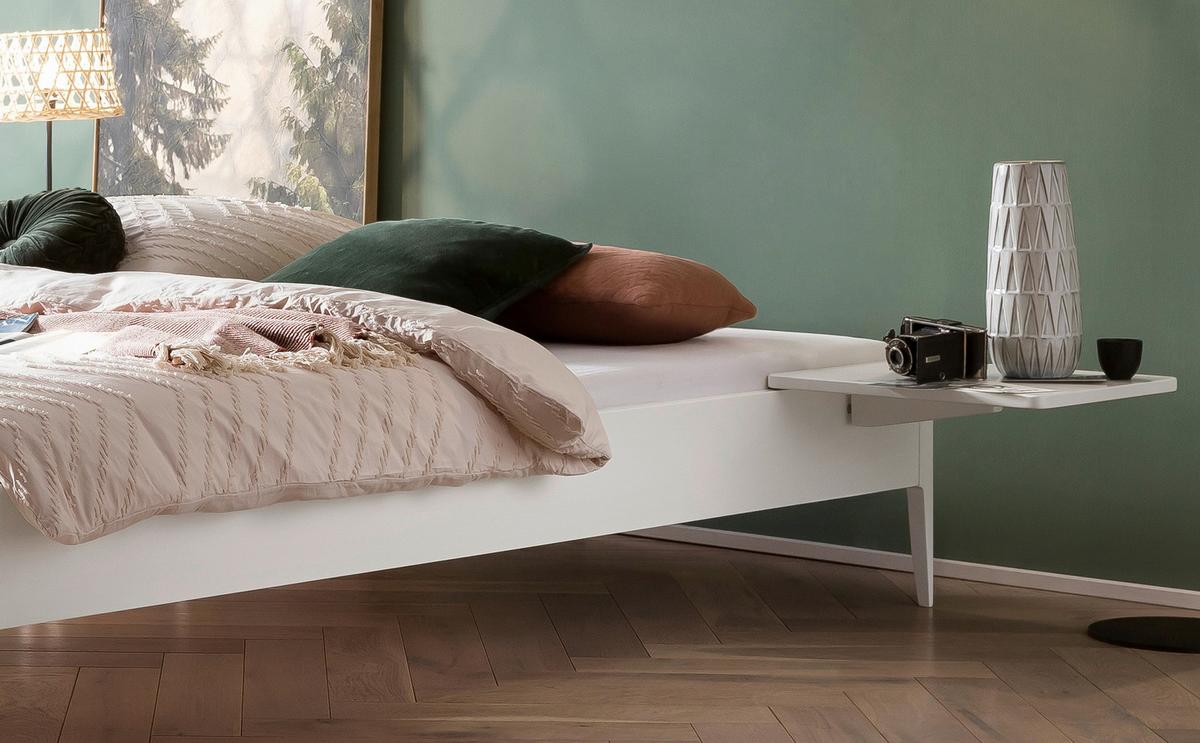 Bett Pieve Buche Weiß Dekor, 140x200 Cm - Weiß, Basics, Holzwerkstoff (140/200cm) - Hasena