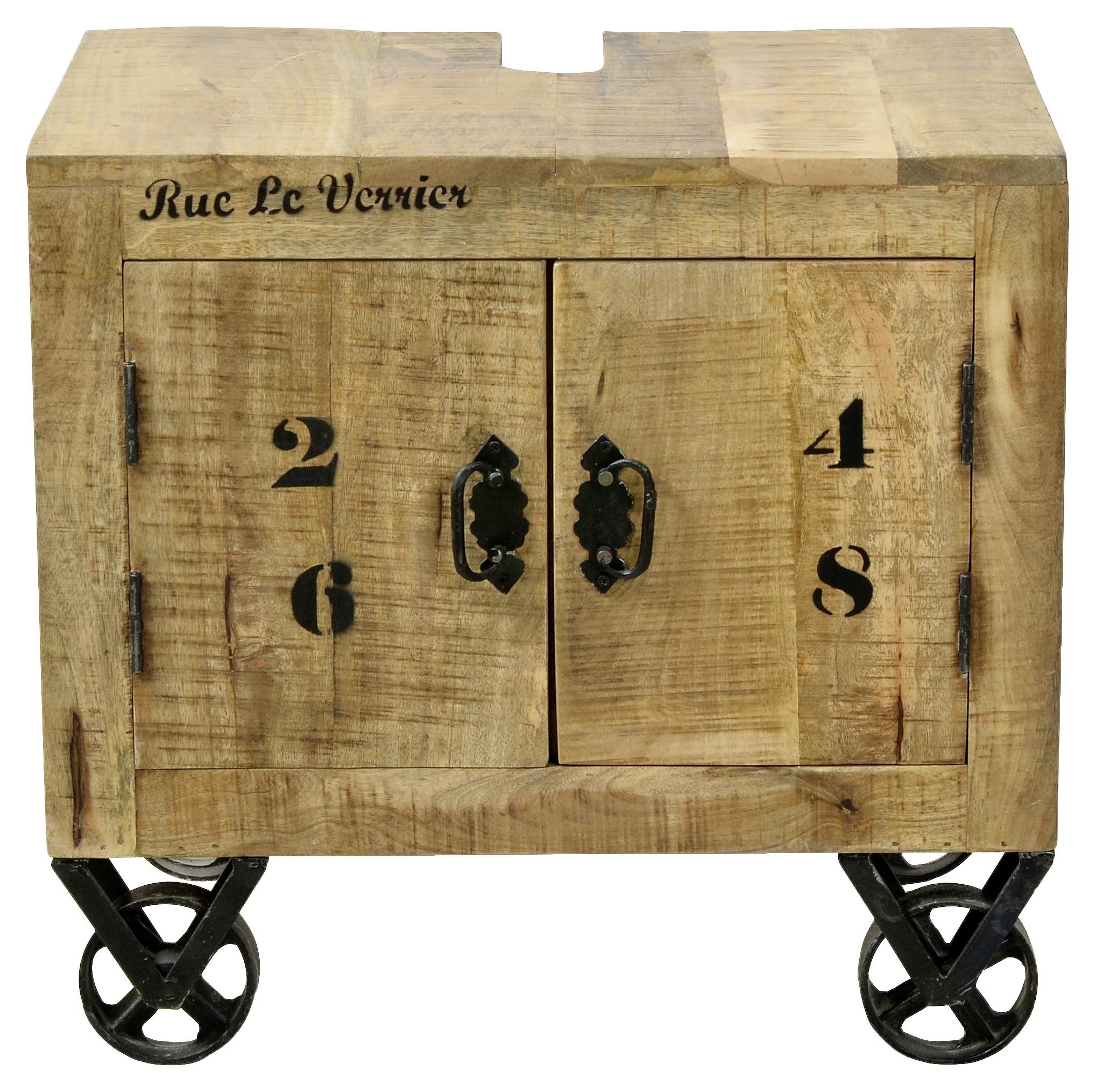 Unterschrank Echtholz Brion B: 66 Cm, Mangoholz - Schwarz/Naturfarben, Basics, Holz (66/61/43cm) - MID.YOU