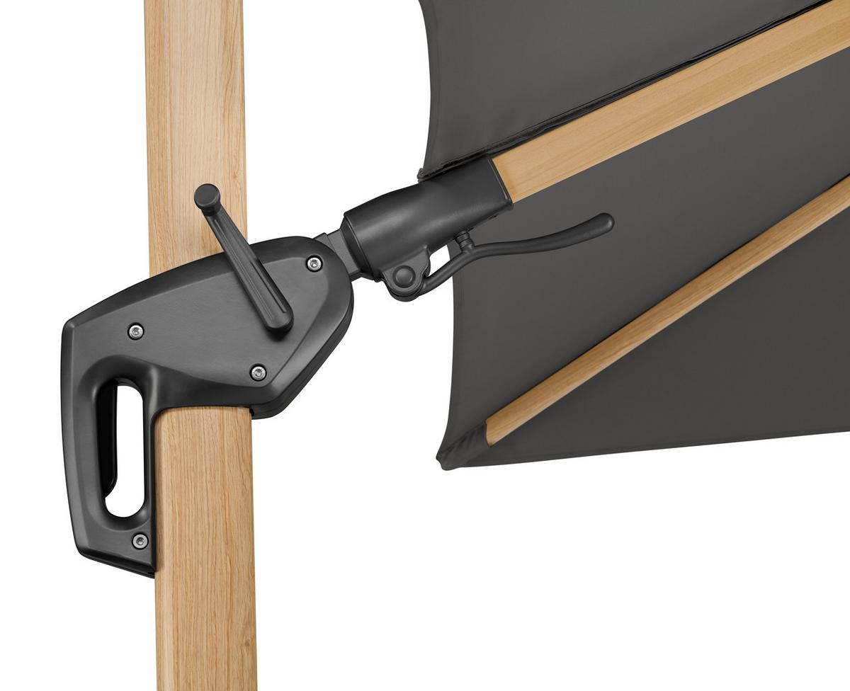 Ampelschirm Rhodos Twist W Bxhxt: 358x263x300 Cm Anthrazit - Eichefarben/Anthrazit, Basics, Textil/Metall (358/263/300cm) - Schneider