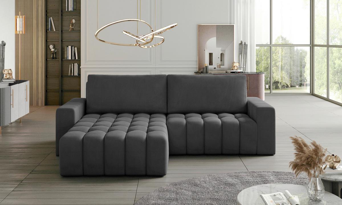 Ecksofa Bonett Anthrazit S: 175x250 Cm - Anthrazit/Schwarz, Design, Textil (175/250cm) - MID.YOU