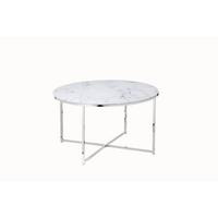 Couchtisch Weiß/chromfarben D: 80 Cm - Chromfarben/Weiß, Design, Glas/Metall (80/80/45cm) - Livetastic