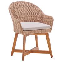 Gartensessel Melanie Aus Kunststoffgeflecht Mit Polster - Hellbraun, MODERN, Holz/Kunststoff (62/86/64cm) - Beldano