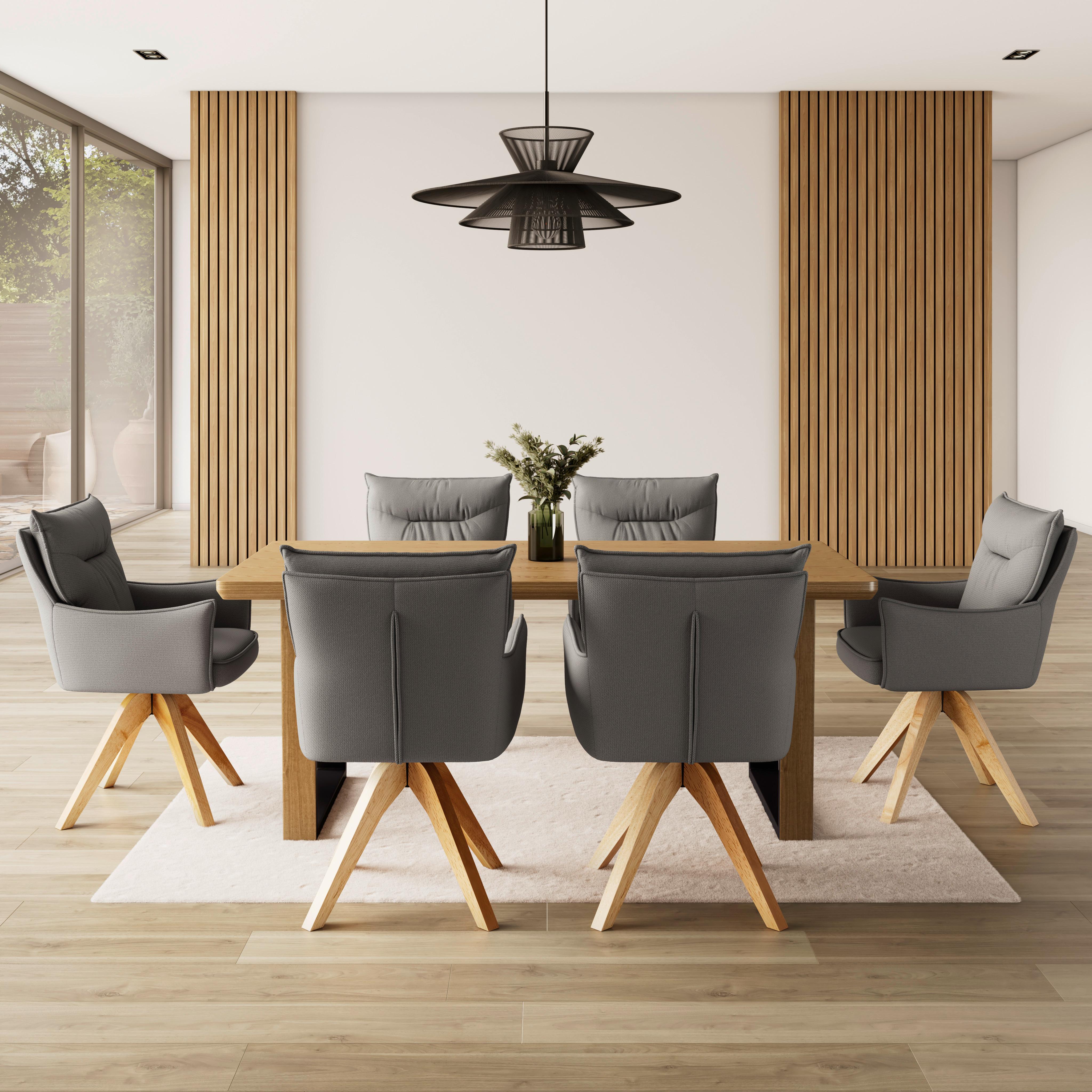 STOLIČKA S PODRÚČKAMI LORELEI - sivá/prírodná farba, Modern, drevo/textil (58/87/63cm) - Bessagi Home