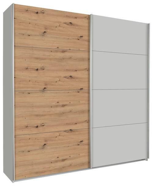 Skriňa s posuvnými dverami Feldkirch 8, 226/229 cm - sivá/farba duba, Modern, kov/kompozitné drevo (226/229/62cm)