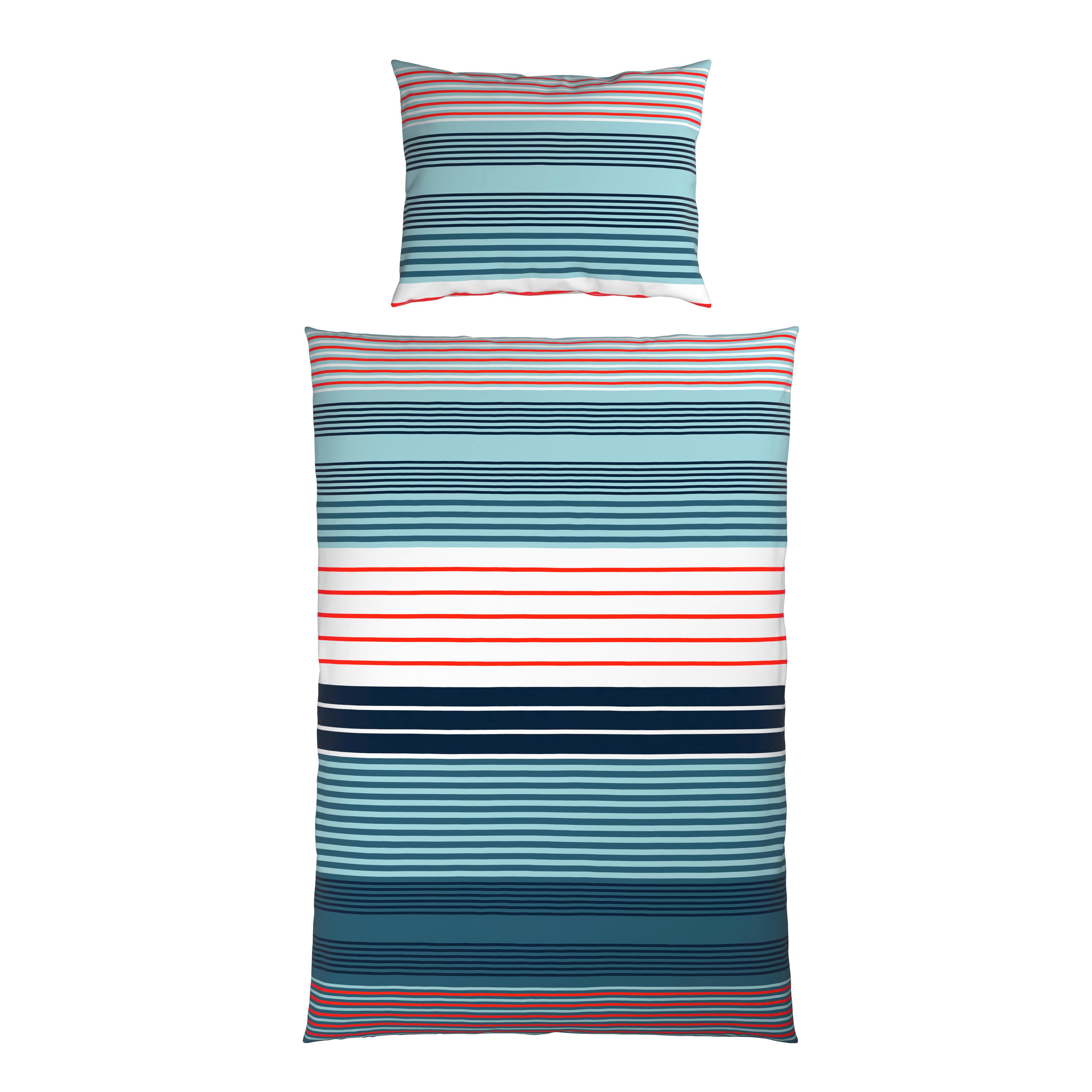 Bettwäsche Alma - Blau/Rot, MODERN, Textil - Luca Bessoni