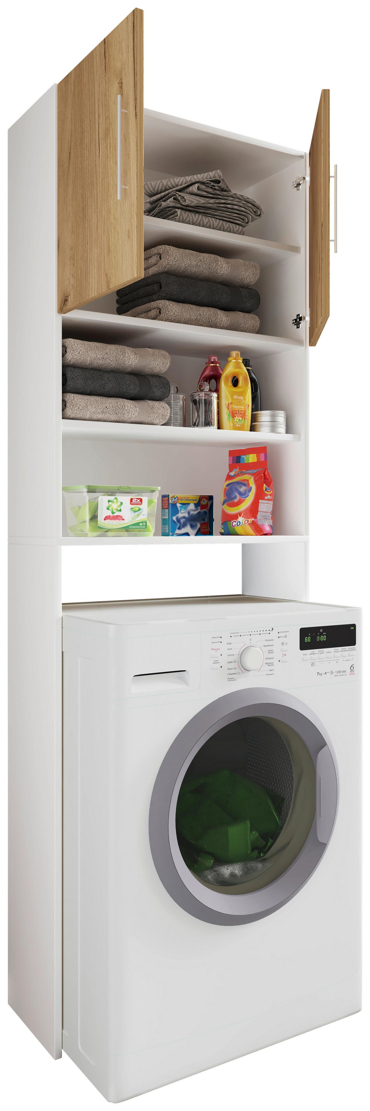 Waschmaschinenschrank Jutas Weiß/Honigeiche B: 64 cm - Honigeiche/Weiß, MODERN, Holzwerkstoff (64/190/25cm) - MID.YOU