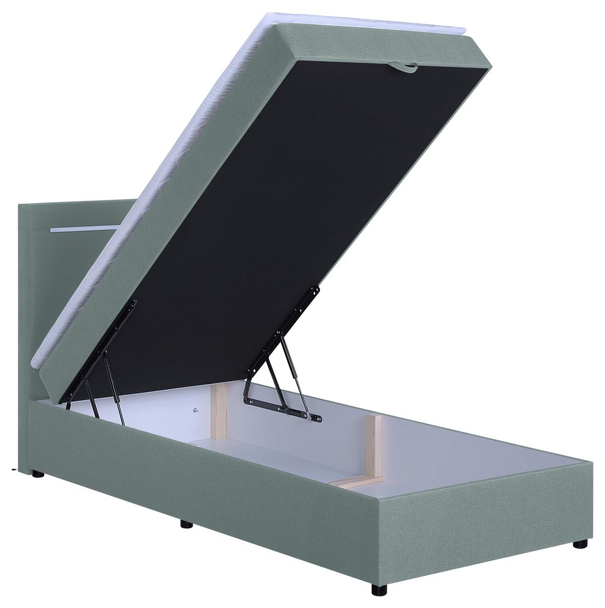 Boxbett Pisa 100 Led 100x200 Mintgrün - Schwarz/Mintgrün, MODERN, Holzwerkstoff/Textil (100/200cm) - MID.YOU