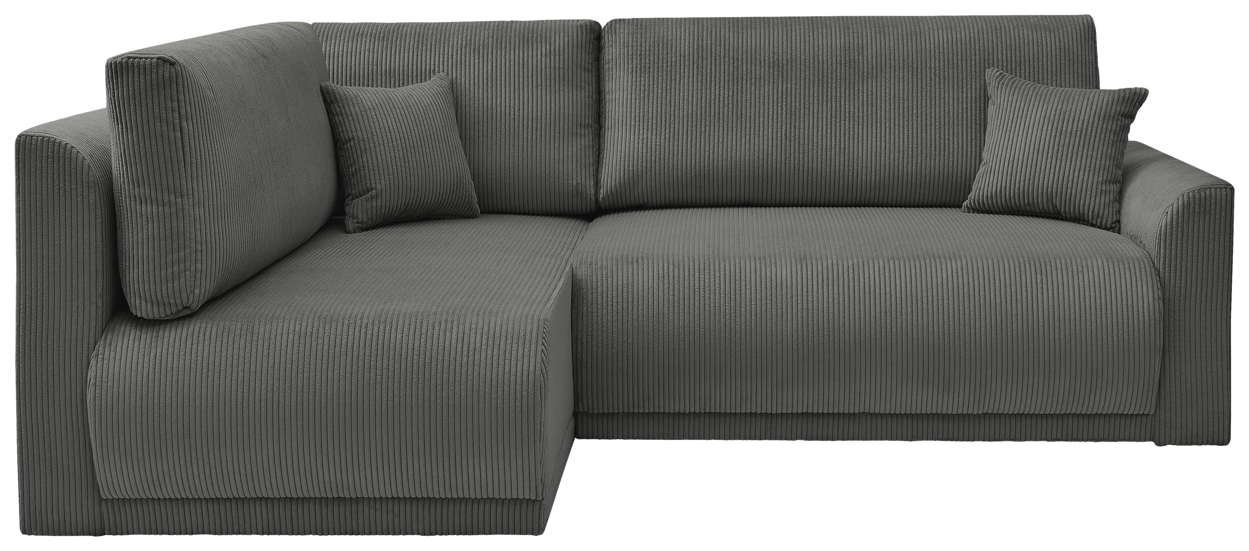 Rohová sedačka KIM L160, oboustr.,tmavě šedý manšestr - černá/tmavě šedá, Moderní, dřevo/textil (233/160cm)